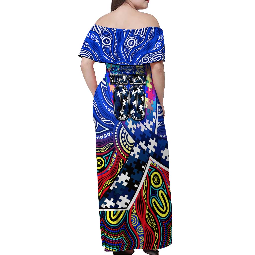 Autism Awareness Australia Geelong Cats Off Shoulder Maxi Dress Aboriginal Indigenous Art