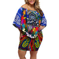 Autism Awareness Australia Geelong Cats Off Shoulder Short Dress Aboriginal Indigenous Art