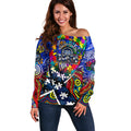 Autism Awareness Australia Geelong Cats Off Shoulder Sweater Aboriginal Indigenous Art