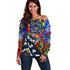 Autism Awareness Australia Geelong Cats Off Shoulder Sweater Aboriginal Indigenous Art