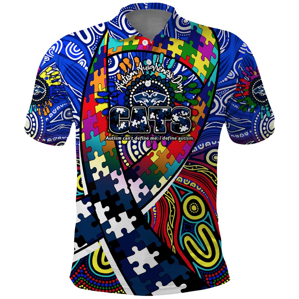 Autism Awareness Australia Geelong Cats Polo Shirt Aboriginal Indigenous Art