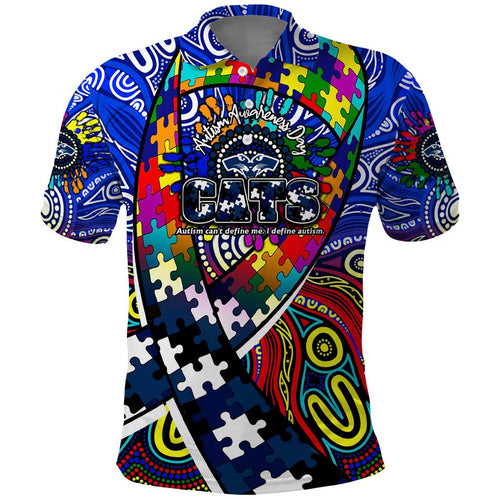 Autism Awareness Australia Geelong Cats Polo Shirt Aboriginal Indigenous Art