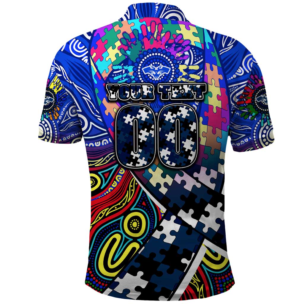 Autism Awareness Australia Geelong Cats Polo Shirt Aboriginal Indigenous Art
