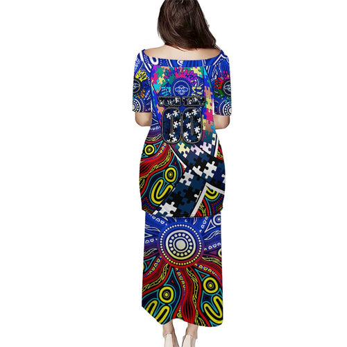 Autism Awareness Australia Geelong Cats Puletasi Aboriginal Indigenous Art
