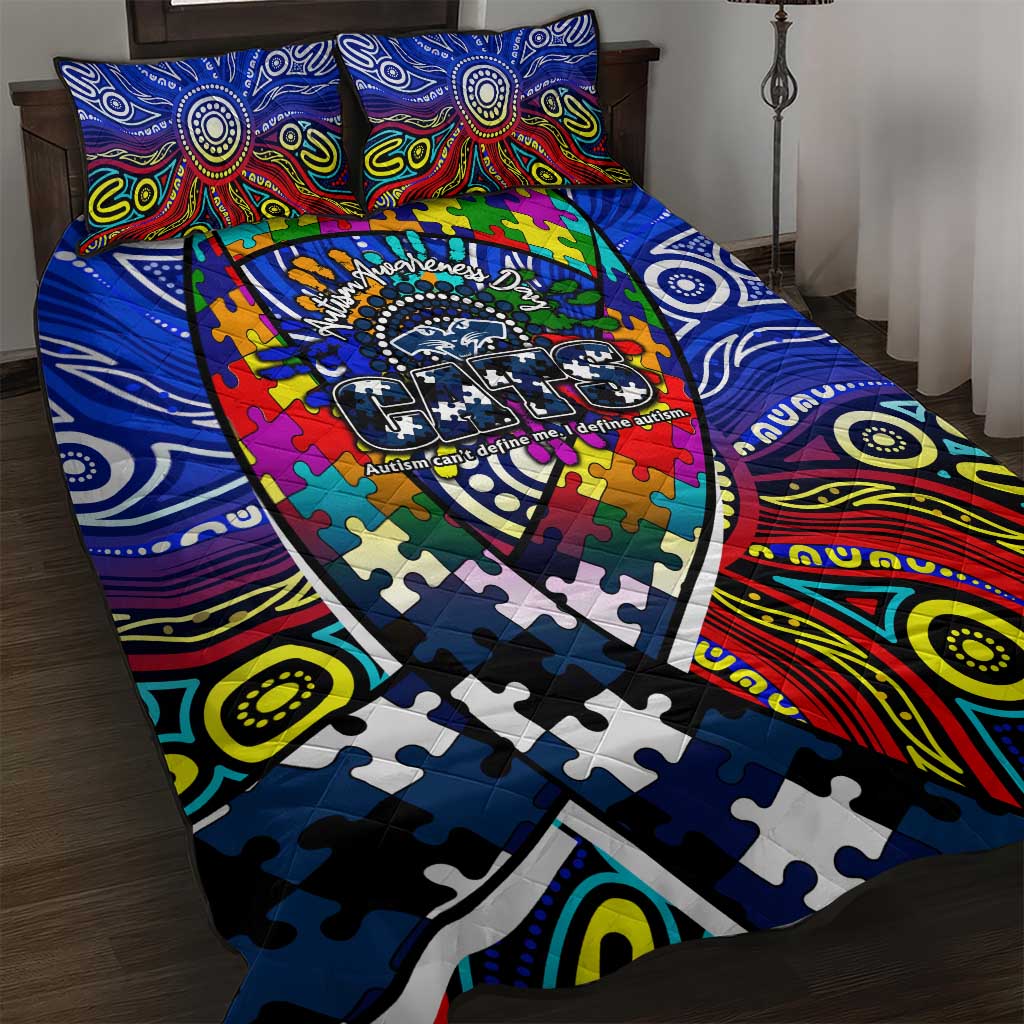 Autism Awareness Australia Geelong Cats Quilt Bed Set Aboriginal Indigenous Art