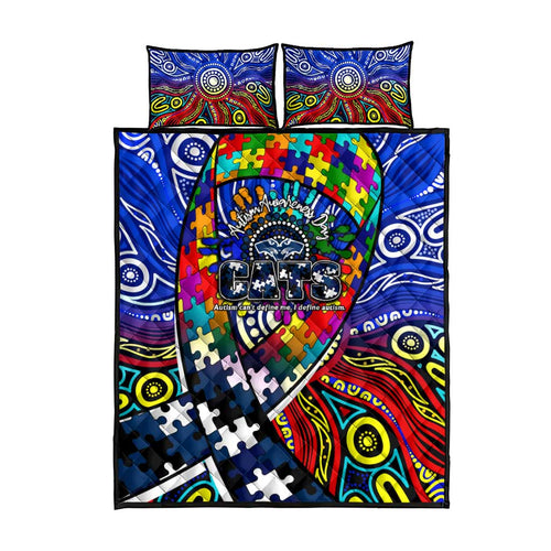 Autism Awareness Australia Geelong Cats Quilt Bed Set Aboriginal Indigenous Art
