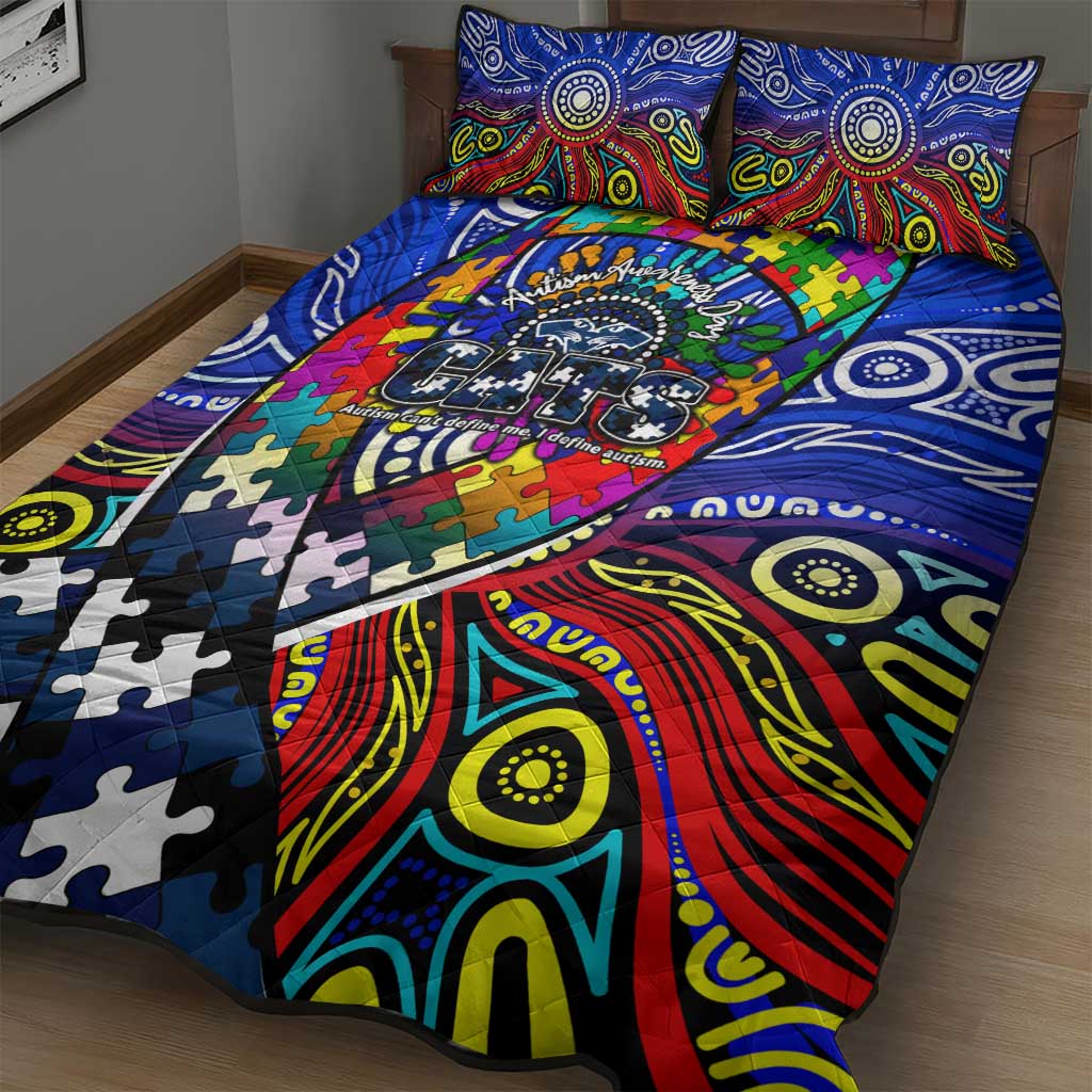Autism Awareness Australia Geelong Cats Quilt Bed Set Aboriginal Indigenous Art