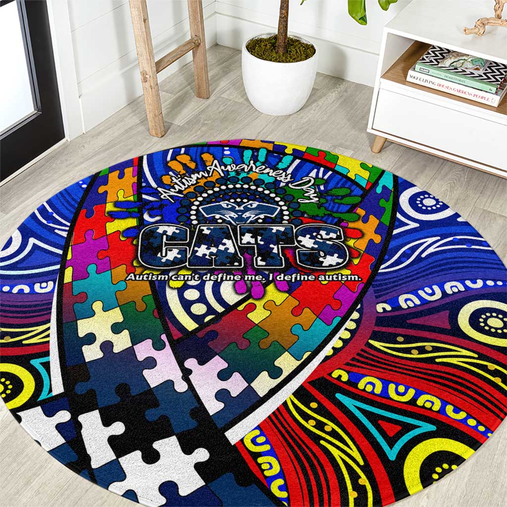 Autism Awareness Australia Geelong Cats Round Carpet Aboriginal Indigenous Art