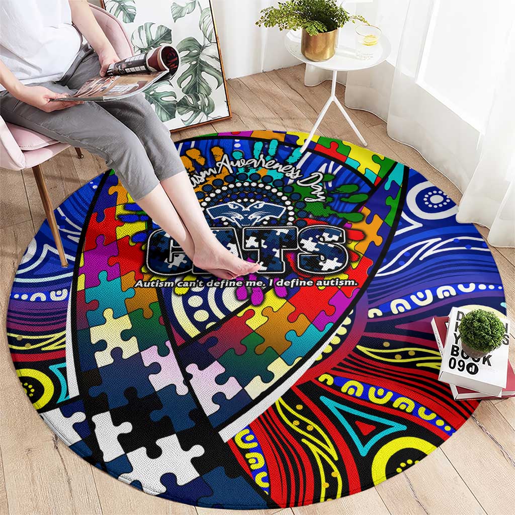 Autism Awareness Australia Geelong Cats Round Carpet Aboriginal Indigenous Art