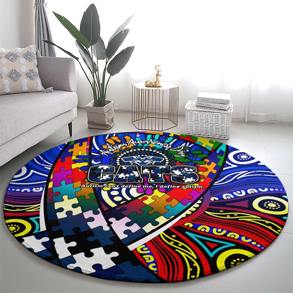 Autism Awareness Australia Geelong Cats Round Carpet Aboriginal Indigenous Art