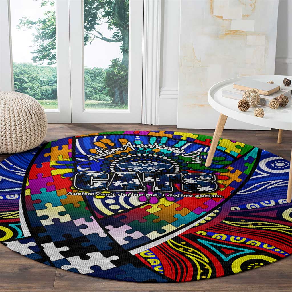 Autism Awareness Australia Geelong Cats Round Carpet Aboriginal Indigenous Art