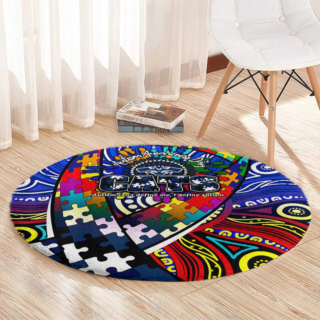 Autism Awareness Australia Geelong Cats Round Carpet Aboriginal Indigenous Art