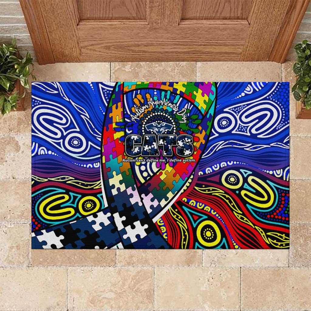 Autism Awareness Australia Geelong Cats Rubber Doormat Aboriginal Indigenous Art