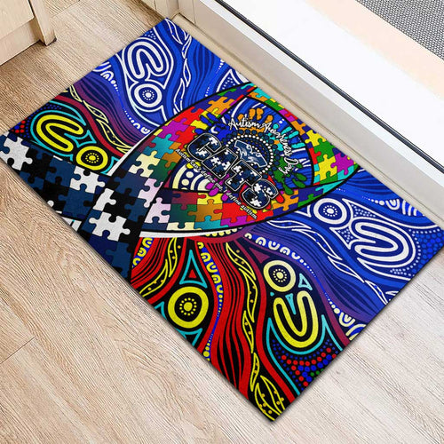 Autism Awareness Australia Geelong Cats Rubber Doormat Aboriginal Indigenous Art