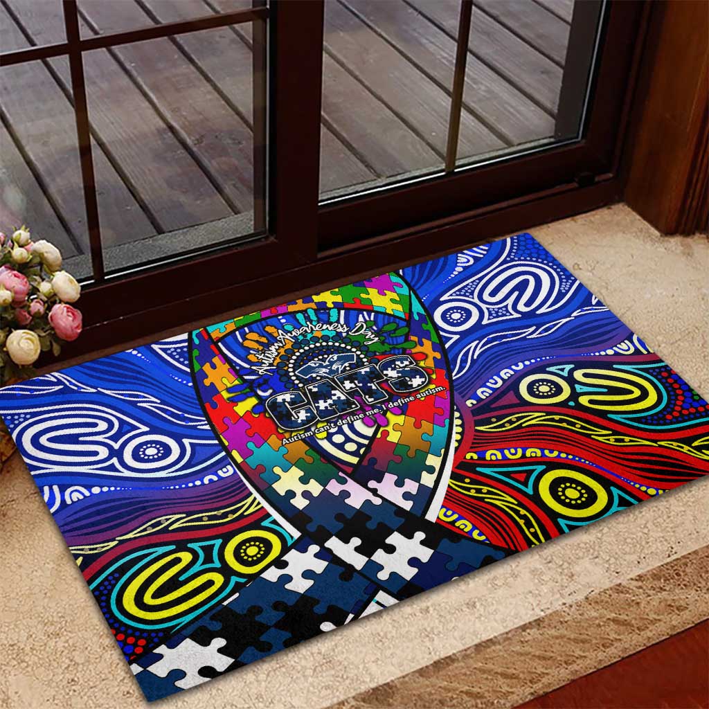 Autism Awareness Australia Geelong Cats Rubber Doormat Aboriginal Indigenous Art