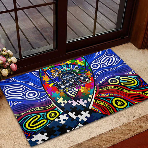 Autism Awareness Australia Geelong Cats Rubber Doormat Aboriginal Indigenous Art