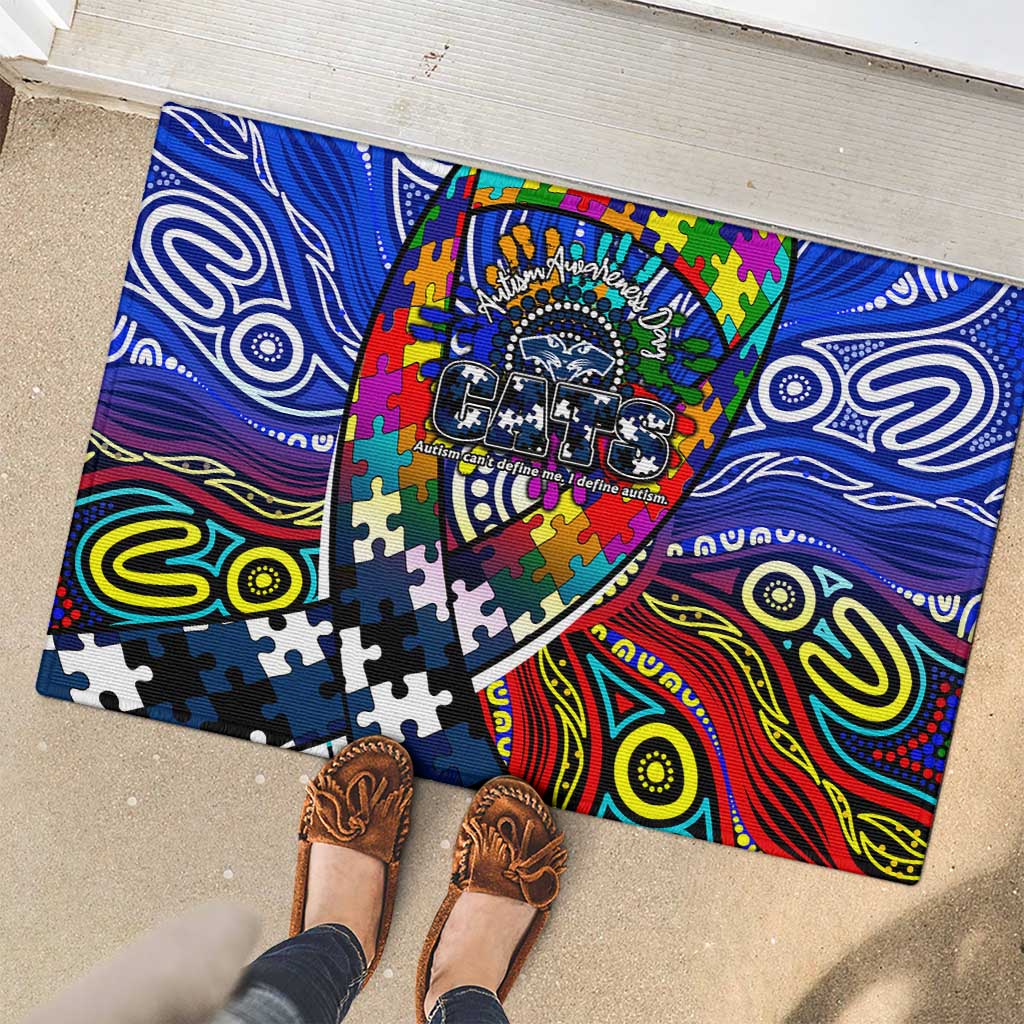 Autism Awareness Australia Geelong Cats Rubber Doormat Aboriginal Indigenous Art