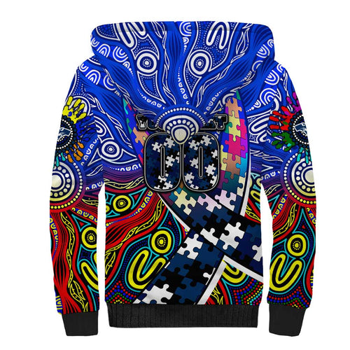 Autism Awareness Australia Geelong Cats Sherpa Hoodie Aboriginal Indigenous Art