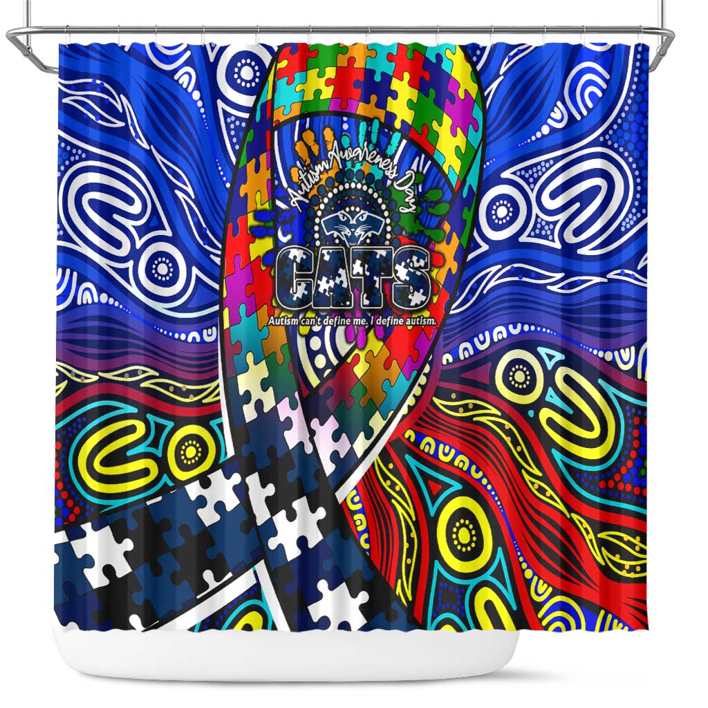 Autism Awareness Australia Geelong Cats Shower Curtain Aboriginal Indigenous Art