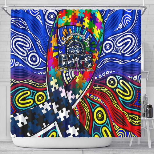 Autism Awareness Australia Geelong Cats Shower Curtain Aboriginal Indigenous Art