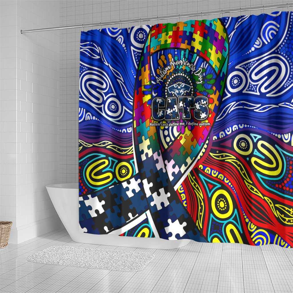 Autism Awareness Australia Geelong Cats Shower Curtain Aboriginal Indigenous Art