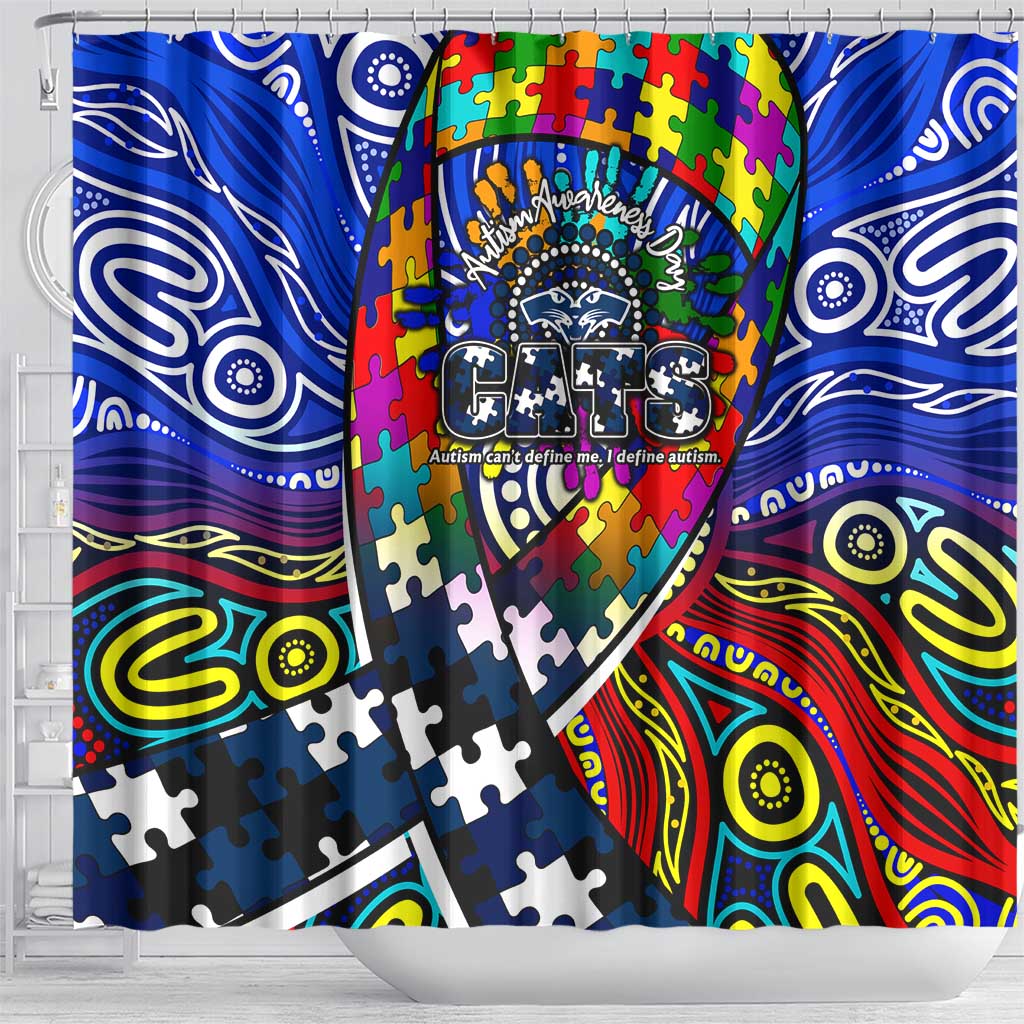 Autism Awareness Australia Geelong Cats Shower Curtain Aboriginal Indigenous Art