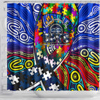 Autism Awareness Australia Geelong Cats Shower Curtain Aboriginal Indigenous Art