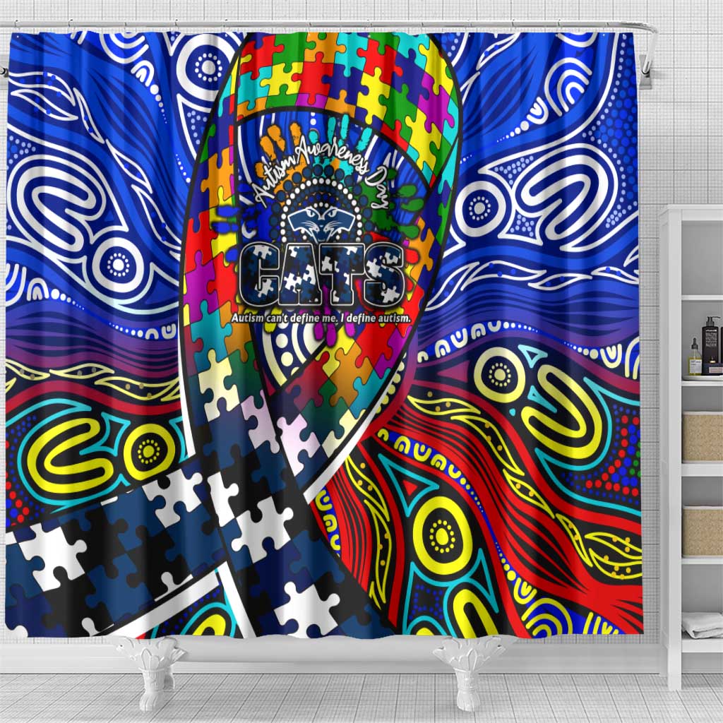 Autism Awareness Australia Geelong Cats Shower Curtain Aboriginal Indigenous Art