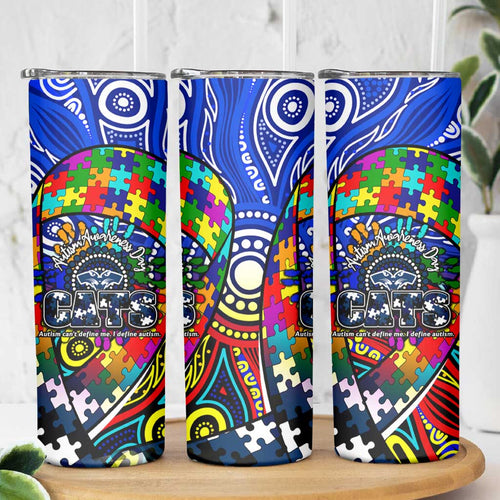 Autism Awareness Australia Geelong Cats Skinny Tumbler Aboriginal Indigenous Art