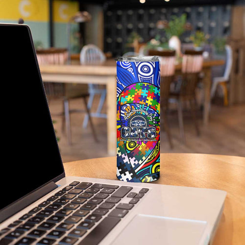 Autism Awareness Australia Geelong Cats Skinny Tumbler Aboriginal Indigenous Art