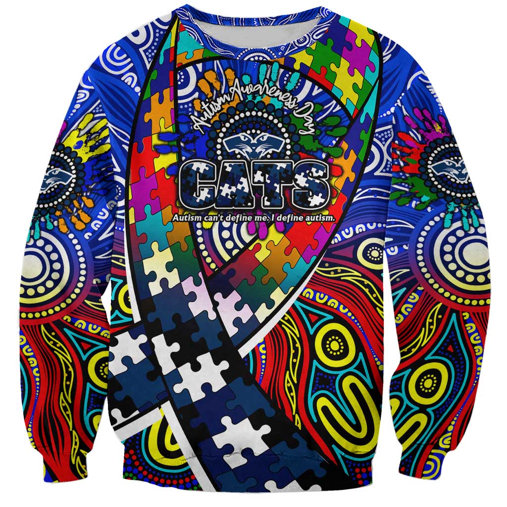 Autism Awareness Australia Geelong Cats Sweatshirt Aboriginal Indigenous Art