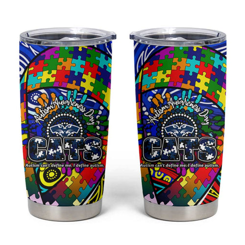 Autism Awareness Australia Geelong Cats Tumbler Cup Aboriginal Indigenous Art
