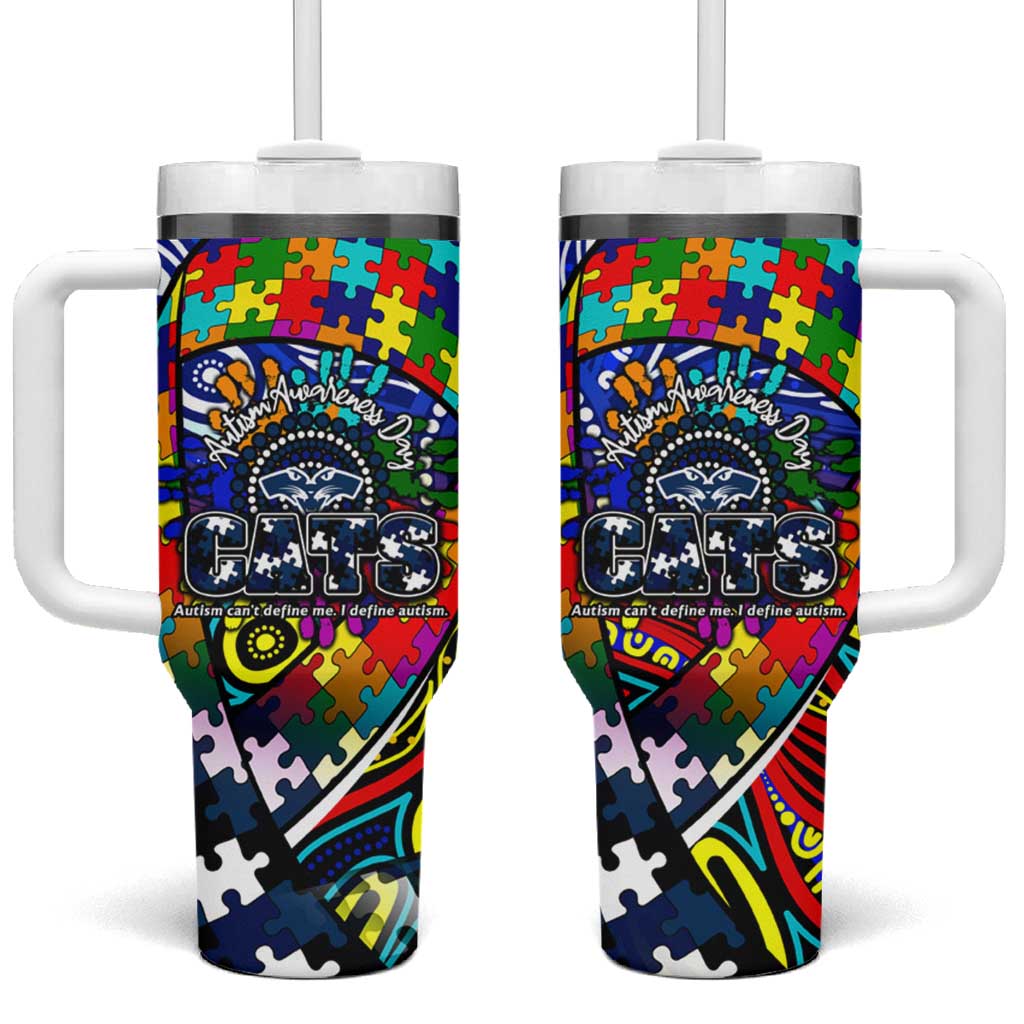 Autism Awareness Australia Geelong Cats Tumbler With Handle Aboriginal Indigenous Art
