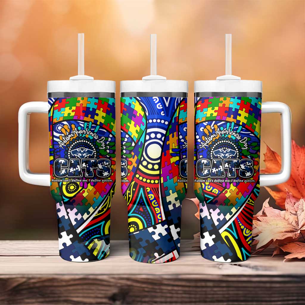 Autism Awareness Australia Geelong Cats Tumbler With Handle Aboriginal Indigenous Art
