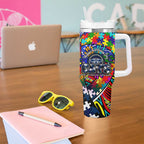 Autism Awareness Australia Geelong Cats Tumbler With Handle Aboriginal Indigenous Art