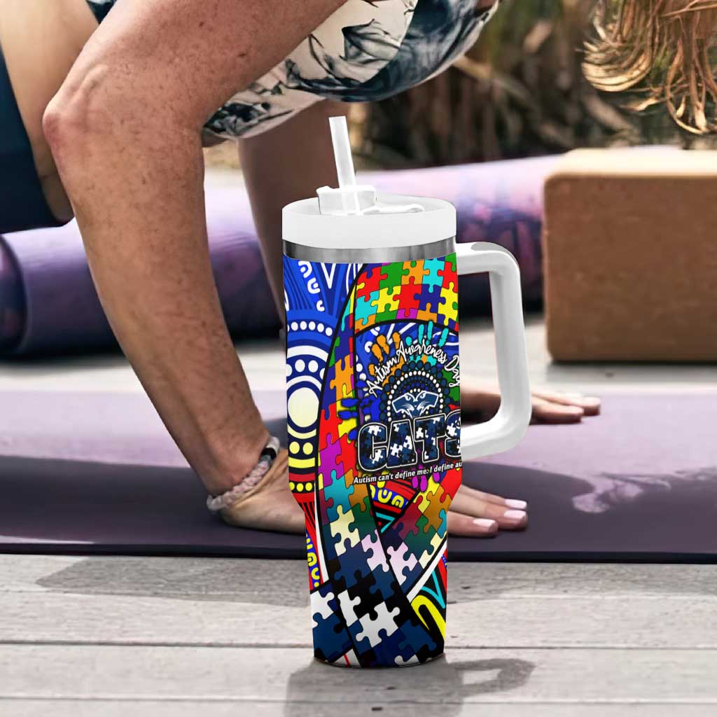 Autism Awareness Australia Geelong Cats Tumbler With Handle Aboriginal Indigenous Art