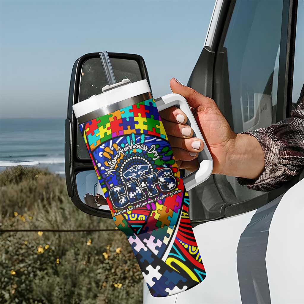 Autism Awareness Australia Geelong Cats Tumbler With Handle Aboriginal Indigenous Art