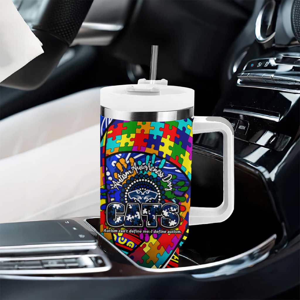 Autism Awareness Australia Geelong Cats Tumbler With Handle Aboriginal Indigenous Art