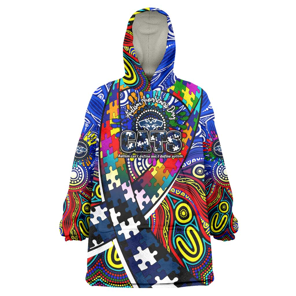 Autism Awareness Australia Geelong Cats Wearable Blanket Hoodie Aboriginal Indigenous Art