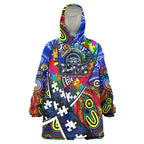 Autism Awareness Australia Geelong Cats Wearable Blanket Hoodie Aboriginal Indigenous Art