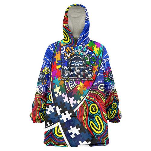 Autism Awareness Australia Geelong Cats Wearable Blanket Hoodie Aboriginal Indigenous Art