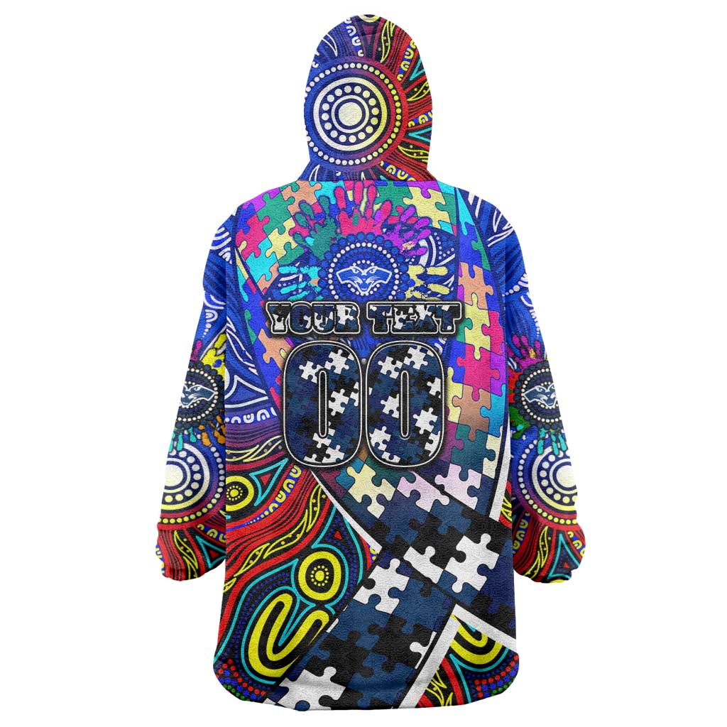 Autism Awareness Australia Geelong Cats Wearable Blanket Hoodie Aboriginal Indigenous Art