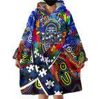 Autism Awareness Australia Geelong Cats Wearable Blanket Hoodie Aboriginal Indigenous Art