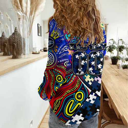 Autism Awareness Australia Geelong Cats Women Casual Shirt Aboriginal Indigenous Art