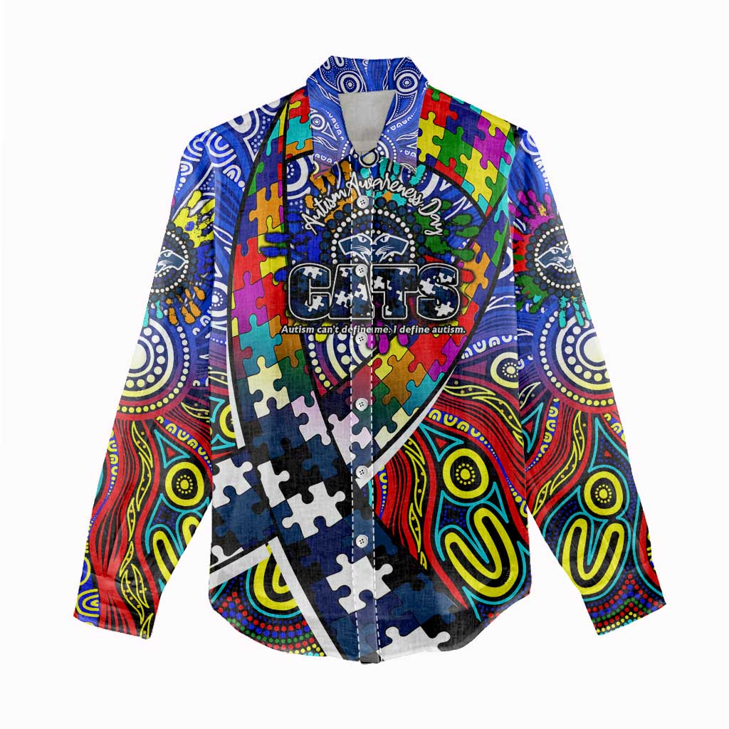 Autism Awareness Australia Geelong Cats Women Casual Shirt Aboriginal Indigenous Art