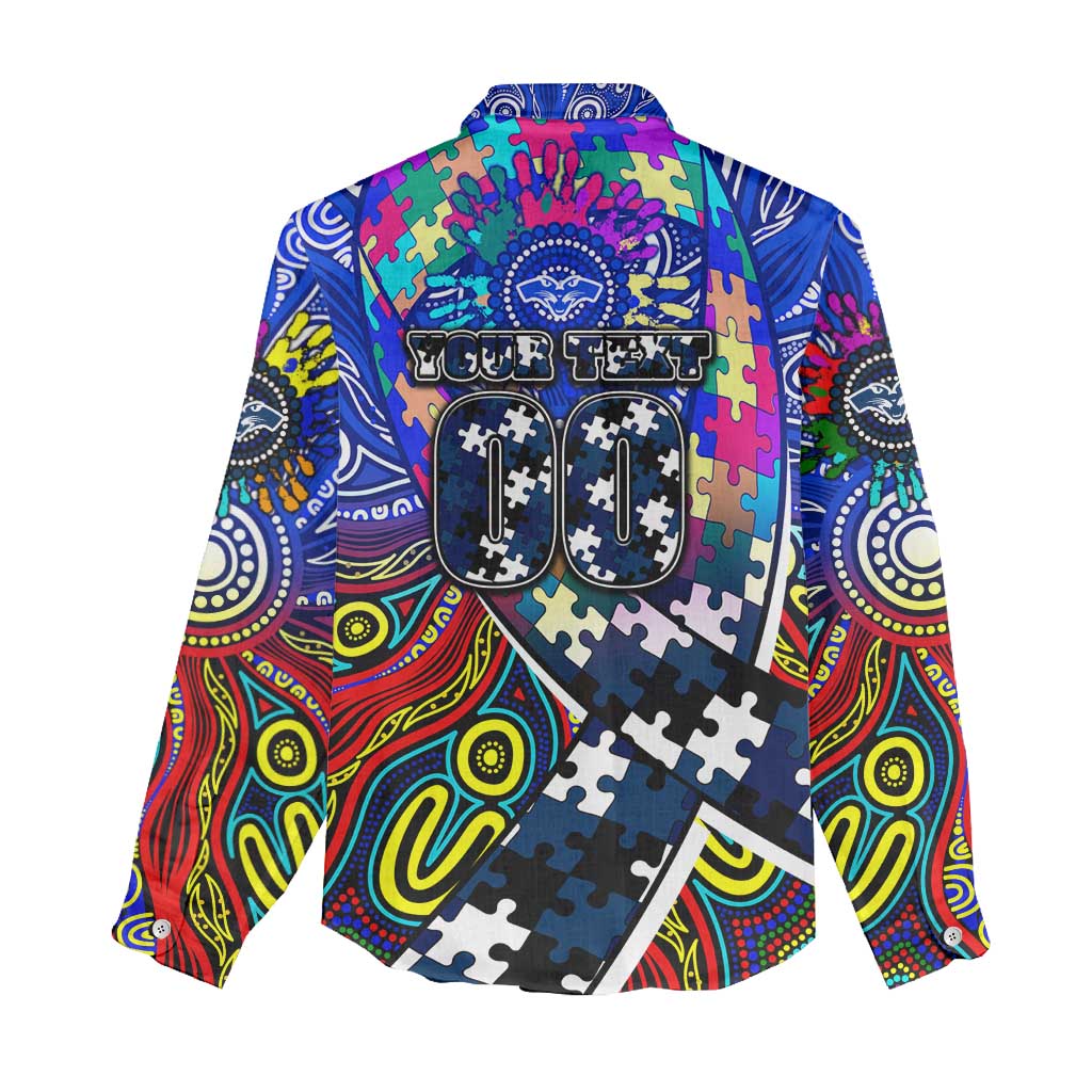 Autism Awareness Australia Geelong Cats Women Casual Shirt Aboriginal Indigenous Art
