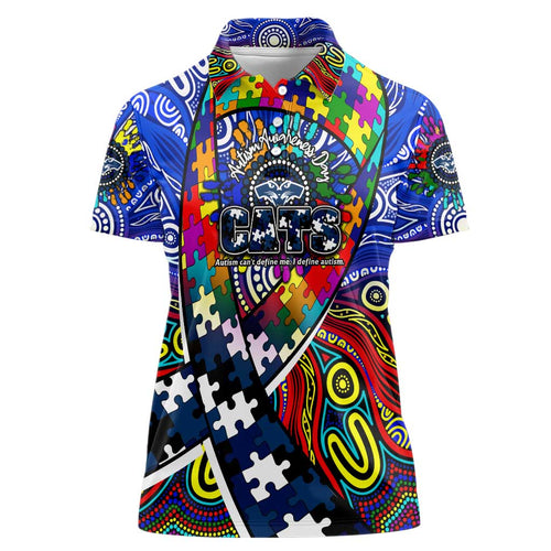 Autism Awareness Australia Geelong Cats Women Polo Shirt Aboriginal Indigenous Art
