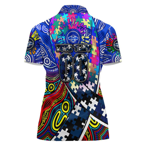 Autism Awareness Australia Geelong Cats Women Polo Shirt Aboriginal Indigenous Art