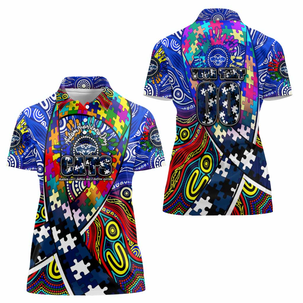Autism Awareness Australia Geelong Cats Women Polo Shirt Aboriginal Indigenous Art