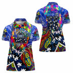 Autism Awareness Australia Geelong Cats Women Polo Shirt Aboriginal Indigenous Art